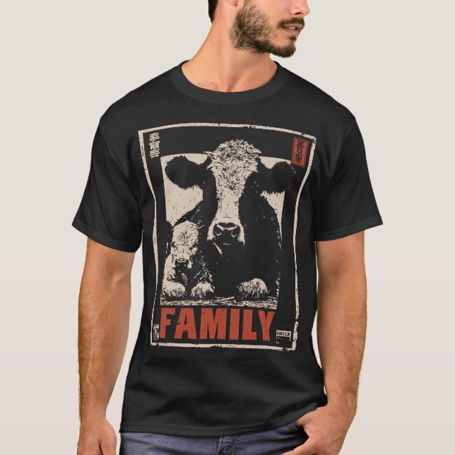 Camiseta Família Vaca e Vitelo - Mãe e Bebê Russos (Frente)