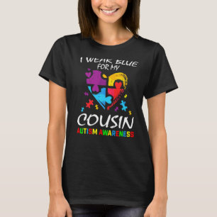 Camiseta Família Veste Azul Para Meu Primo Autismo Sensibil