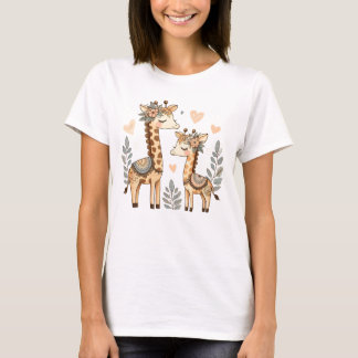 Camiseta Família Whimsical Boho Giraffe com T-Shirt Floral