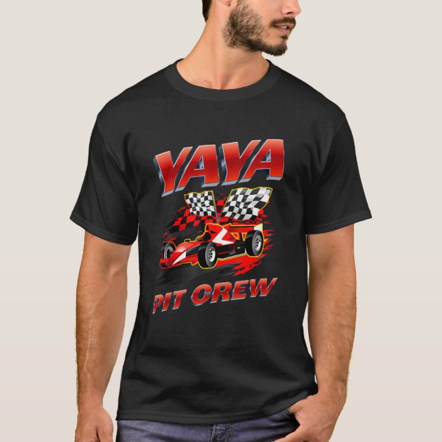 Camiseta Família Yaya Pit Crew Race Car Festa de aniversári (Frente)