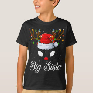 Camiseta Familiar de Santa Hat A Grande Irmã Reindeer Chri