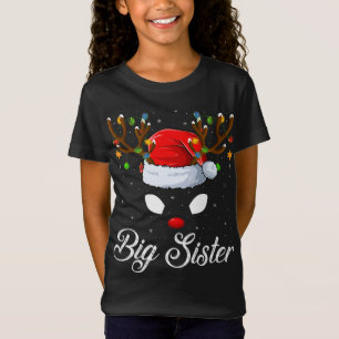Camiseta Familiar de Santa Hat A Grande Irmã Reindeer Chri
