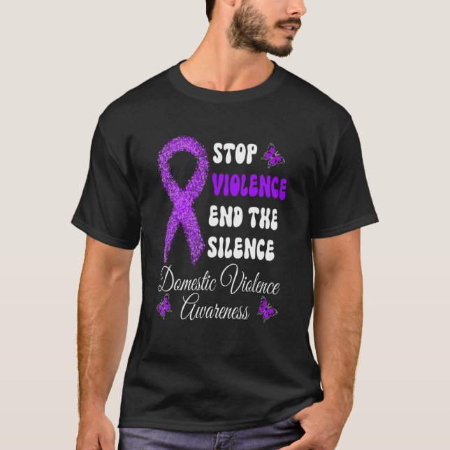 Camiseta Familiar Parem Violência Acabam com Silêncio Violê (Frente)