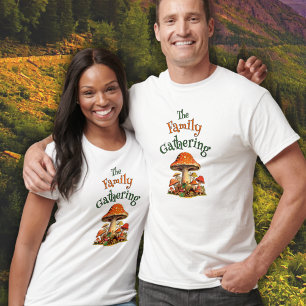 Camiseta Familiar Reunion Retro Diversão Cogumelos Personal