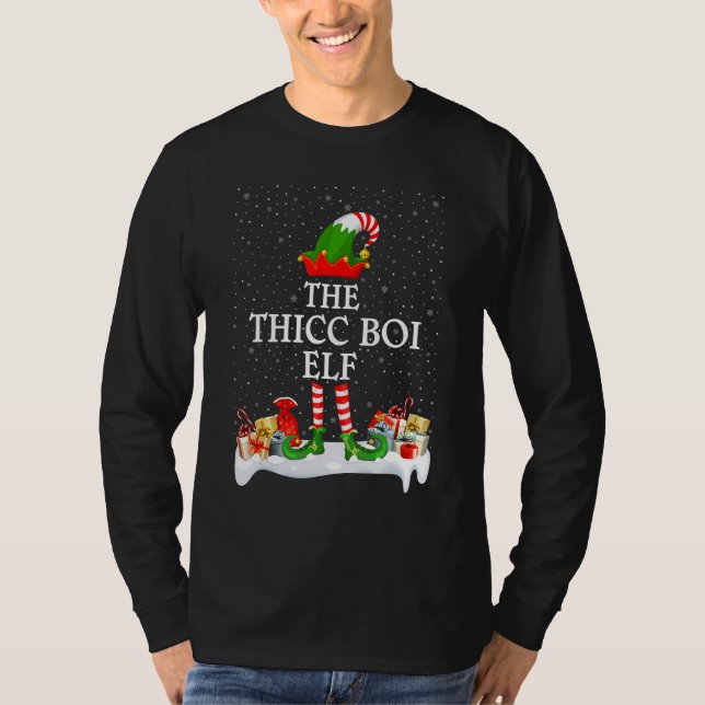 Camiseta Famílias Correspondentes Natal O Thicc Boi Elf (Frente)