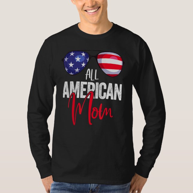 Camiseta Famílias Matando 4 De Julho Mulheres Mãe Americana (Frente)