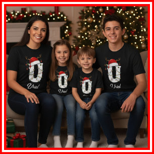 Camiseta Famílias Monogramas Antlers Santa Hat