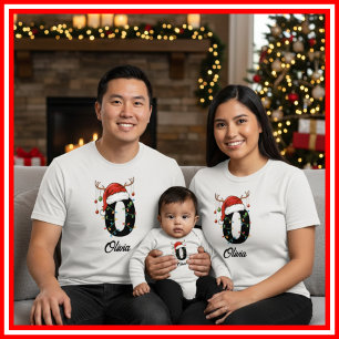 Camiseta Famílias Monogramas Antlers Santa Hat