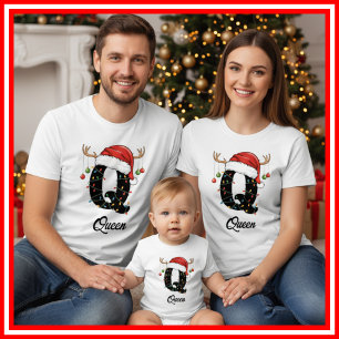 Camiseta Famílias Monogramas Antlers Santa Hat