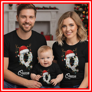 Camiseta Famílias Monogramas Antlers Santa Hat