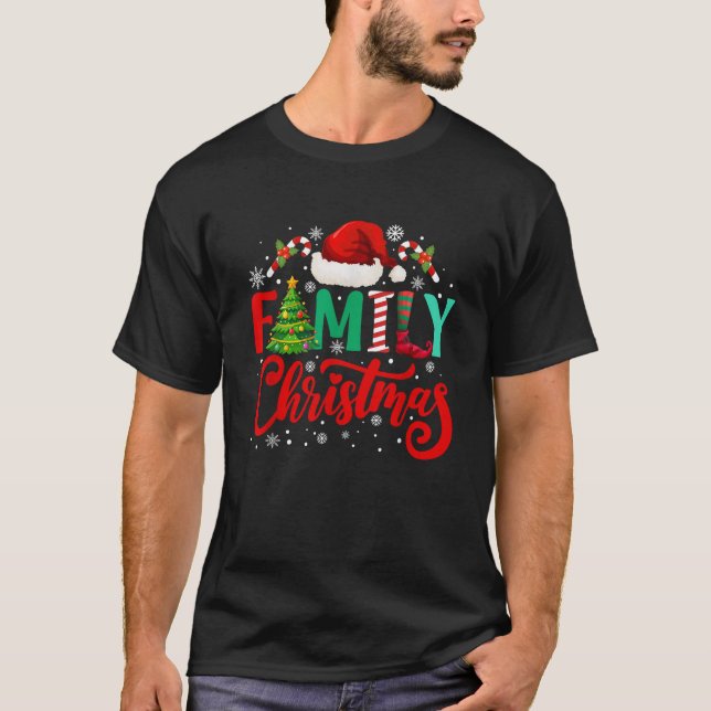 Camiseta Family 2024 Christmas Squad Matching Pajamas Santa (Frente)