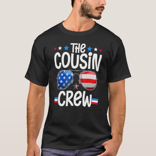 Camiseta Family 4th Of July Ing Cousin Crew American Flag (Frente)