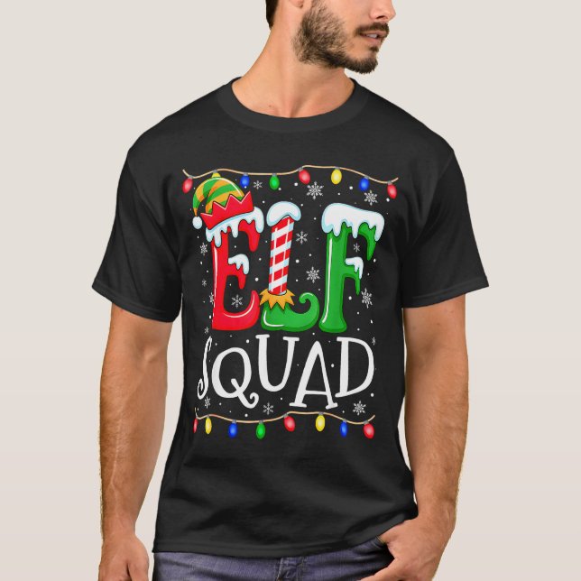 Camiseta Family Christmas Matching Pajamas Elf Xmas Squad  (Frente)