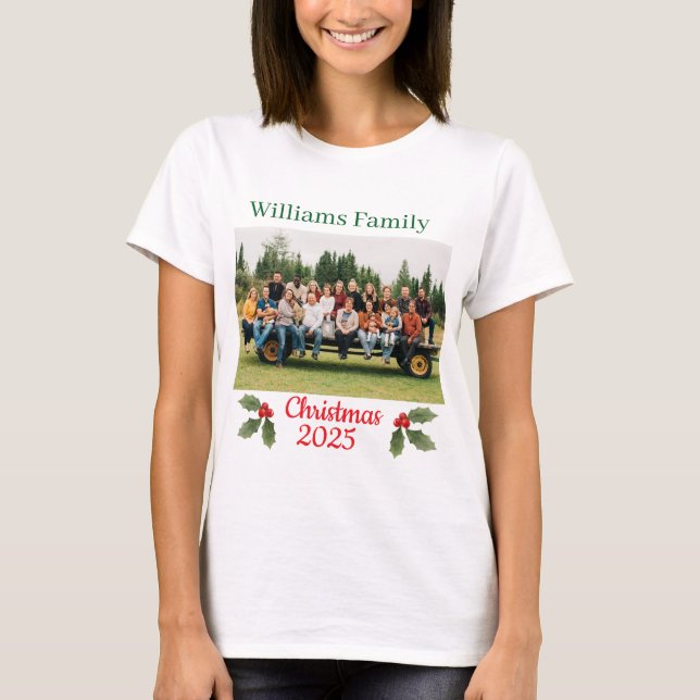 Camiseta Family Christmas Personalize Name & Photo T-shirt (Frente)