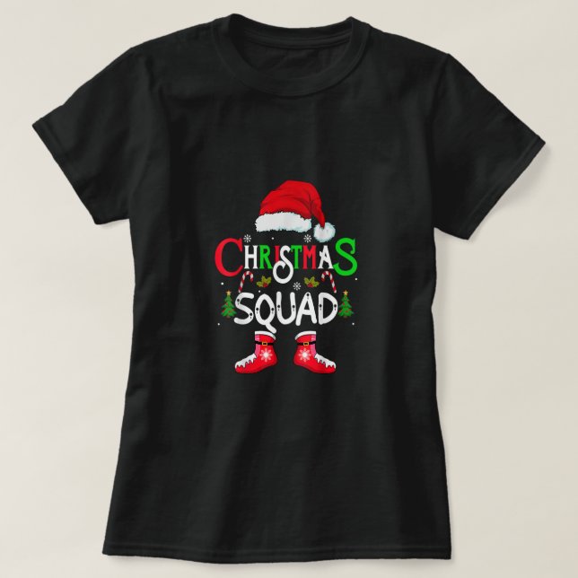 Camiseta family christmas squad santa 2022 team Xmas tree P (Frente do Design)
