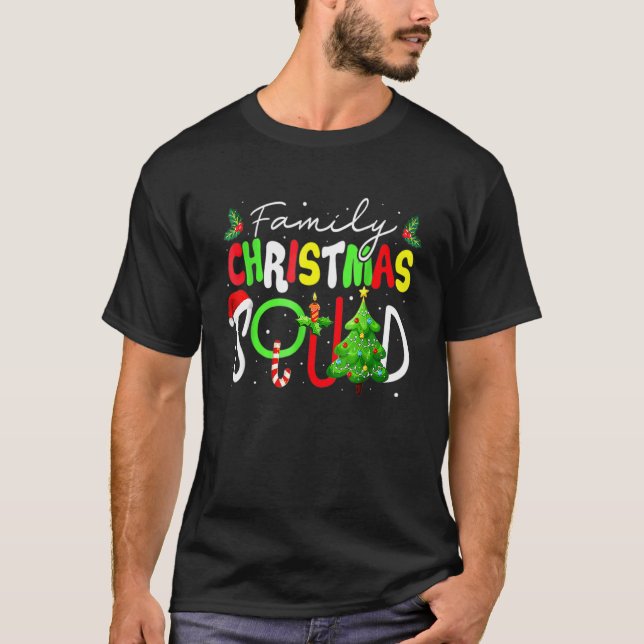 Camiseta Family Christmas Squad Team Santa Xmas Pajama Men  (Frente)