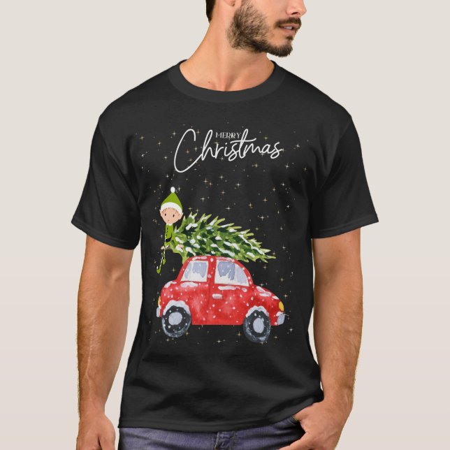 Camiseta Family Christmas Vintage Truck Personalized  (Frente)