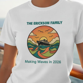Camiseta Family Cruise T-Shirt - Ocean Sunset Graphic
