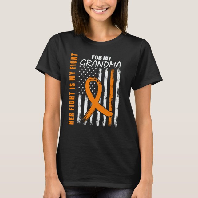 Camiseta Family Fight Grandma Leukemia Awareness American F (Frente)