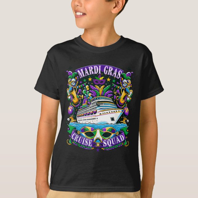Camiseta Family Mardi Gras Cruise Squad Vacation Trip Ship  (Frente)