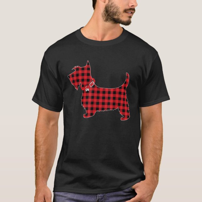 Camiseta Family Matching Buffalo Plaid Scottie Dog Christma (Frente)