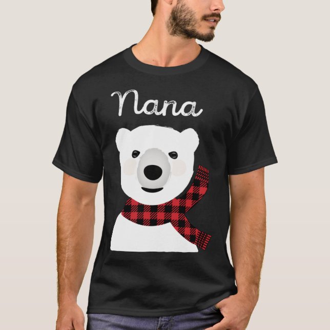 Camiseta Family Matching Christmas  Buffalo Plaid Nana Bear (Frente)