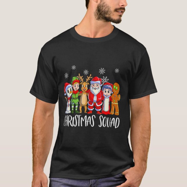 Camiseta Family Matching Christmas Squad Santa Reindeer Elf (Frente)