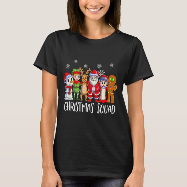 Camiseta Family Matching Christmas Squad Santa Reindeer Elf (Frente)