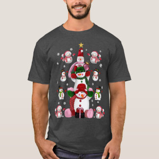 Camiseta Family Matching Group Set Kids Cute Snowmen Christ
