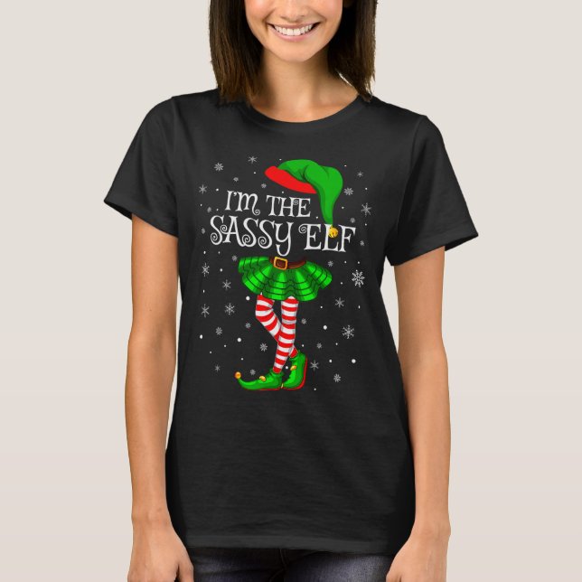 Camiseta Family Matching Women Girls I'm The Sy Elf Christm (Frente)