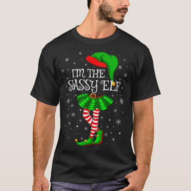 Camiseta Family Matching Women Girls I'm The Sy Elf Christm (Frente)