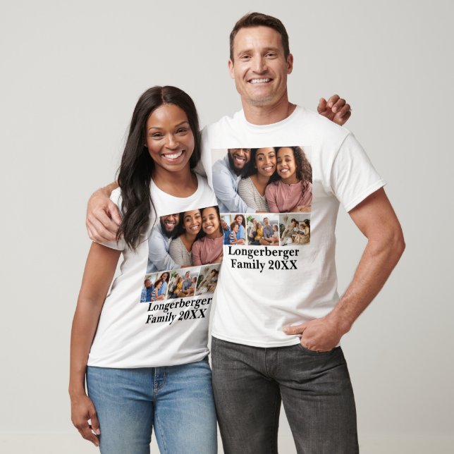 Camiseta Family Name & Year Photo Collage Template (Unissex)