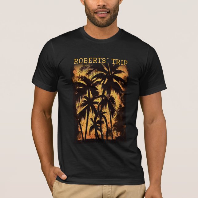 Camiseta Family summer vacation beach palm trees (Frente)