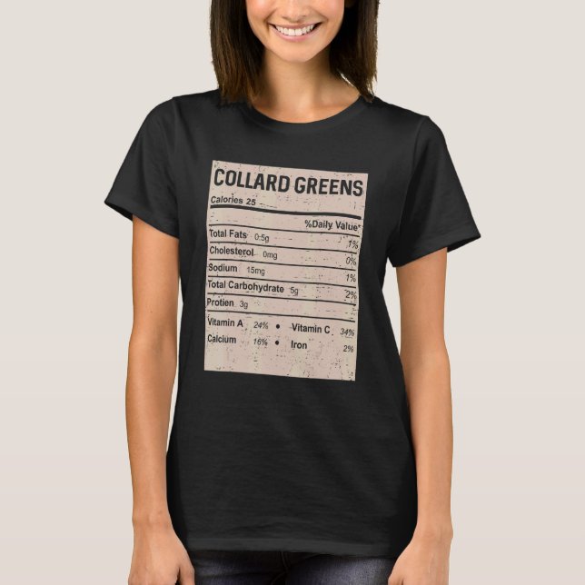 Camiseta Family Thanksgiving  Collard greens Nutrition Fact (Frente)