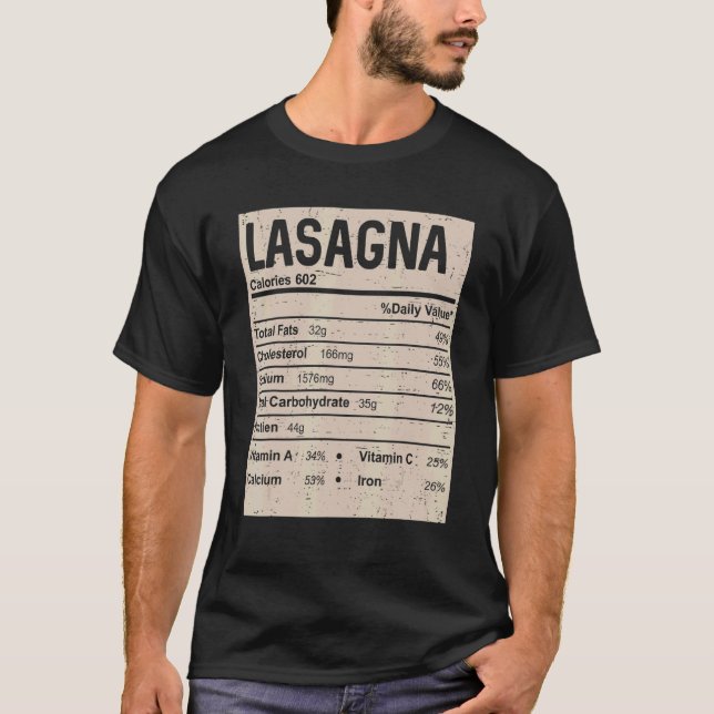 Camiseta Family Thanksgiving  Lasagna Nutrition Facts (Frente)