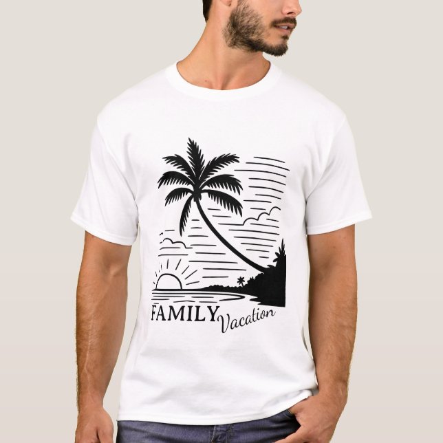 Camiseta Family Vacation – Tropical Sunset Beach (Frente)
