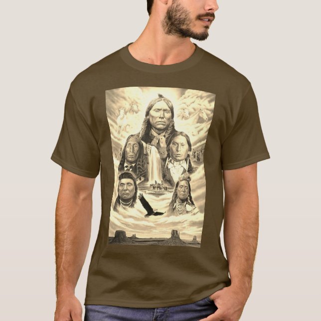 Camiseta Famosos Americanos nativos Chefes Indianos Mens Br (Frente)