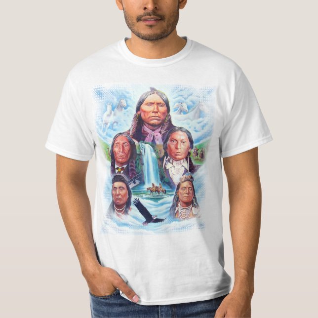 Camiseta Famosos Chefes Americanos nativos Indianos Mens Wh (Frente)