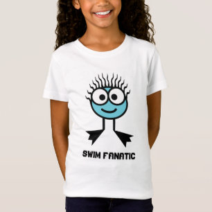 Camiseta Fanático da natação - caráter azul da nataçã