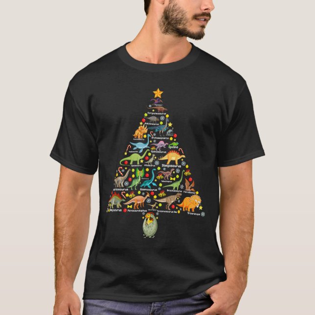 Camiseta Fanny Dinosaur Christmas Tree Cute Dino Xmas For K (Frente)