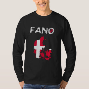 Camiseta Fanö Fano Dinamarca Ilha Silhouette Map Flag Holid