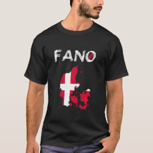 Camiseta Fanö Fano Dinamarca Ilha Silhouette Map Flag Holid