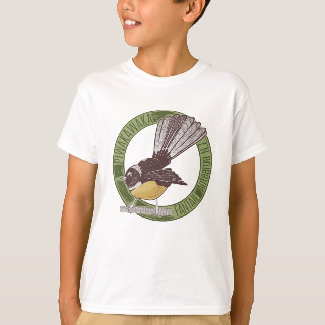 Camiseta Fantail, ave nativa neozelandesa Aotearoa NZ (Frente)