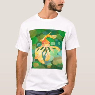 Camiseta Fantail Goldfish Com Vetor De Bolhas Verdes