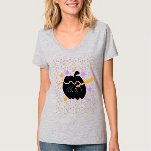 Camiseta Fantasia de Abóbora Geométrica Fofa para Festa à F