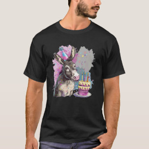 Camiseta Fantasia de Aniversário de Burro Engraçado para Ca