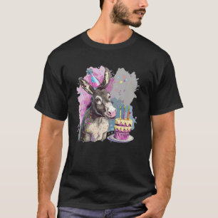 Camiseta Fantasia de Aniversário de Burro Engraçado para Ca