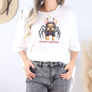 Camiseta Fantasia de Aranha Frenchie Pup Halloween 
