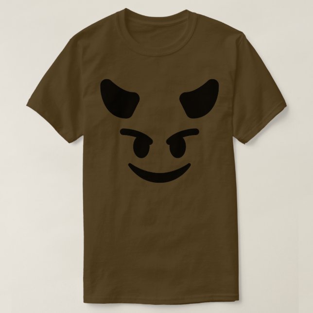 Camiseta fantasia de buzina do diabo Emoticon Sorrindo Roxo (Frente do Design)