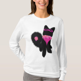 Camiseta Fantasia de cachorro preto de Halloween rosa